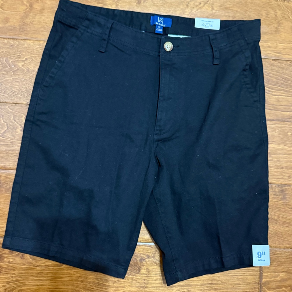 NWT Size 30 Georges black Above the Knee flat front shorts